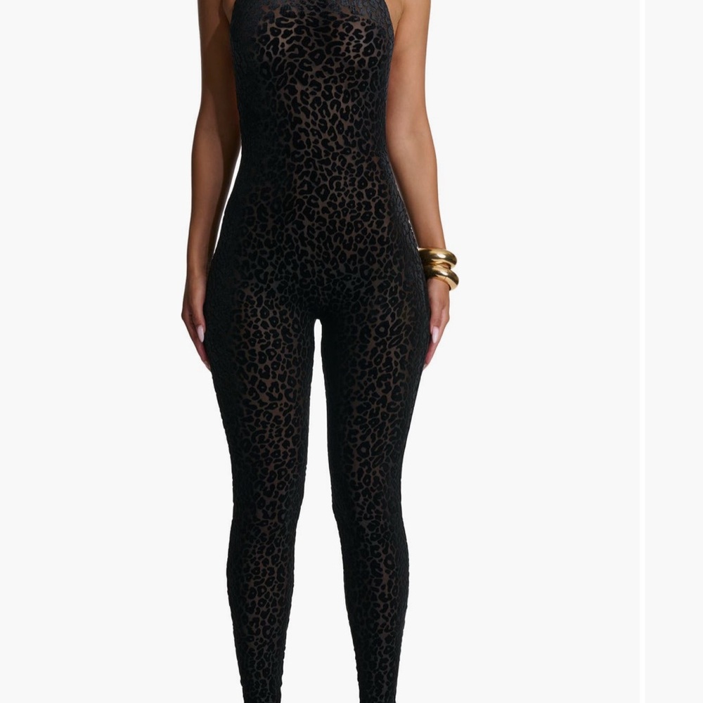 Naked Wardrobe Burnout Open Back Jumpsuit